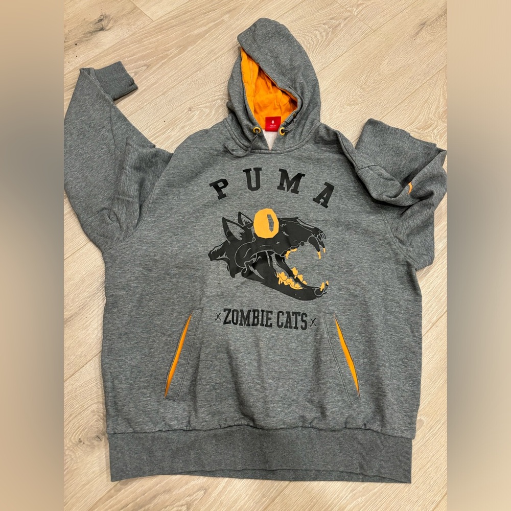 Puma grey and orange hoodie Used like New